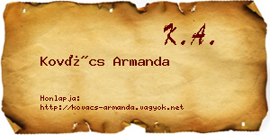 Kovács Armanda névjegykártya